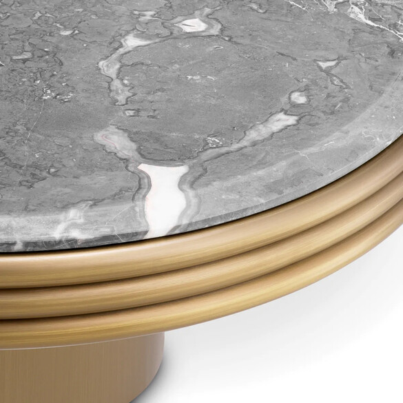 EICHHOLTZ Claremore Round Couchtisch, Messing gebrstet & grauer Marmor