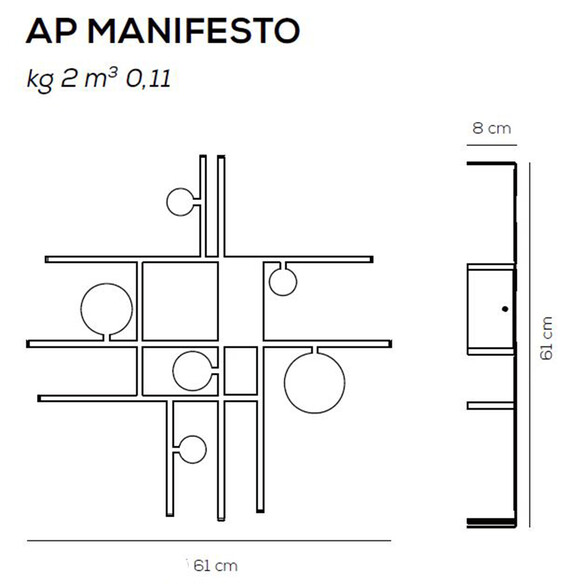 Axolight MANIFESTO AP LED Decken-Wandleuchte