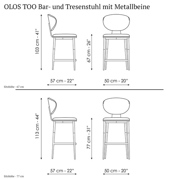 Bonaldo OLOS TOO Bar- und Tresenstuhl mit Metallbeine