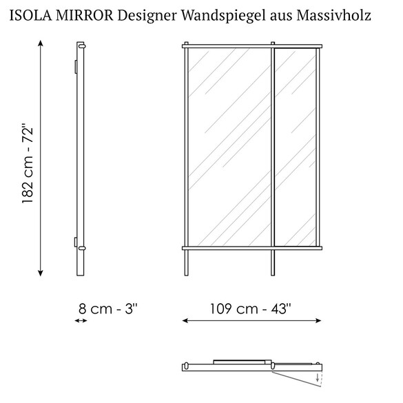 Bonaldo ISOLA MIRROR Designer Wandspiegel aus Massivholz