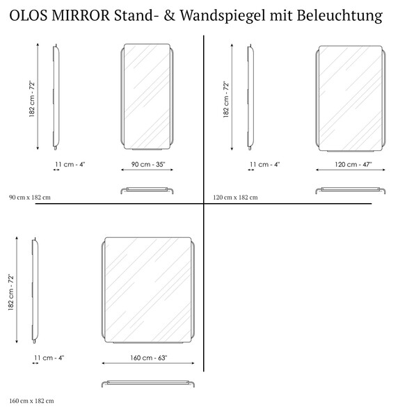 Bonaldo OLOS MIRROR Stand- & Wandspiegel mit Beleuchtung