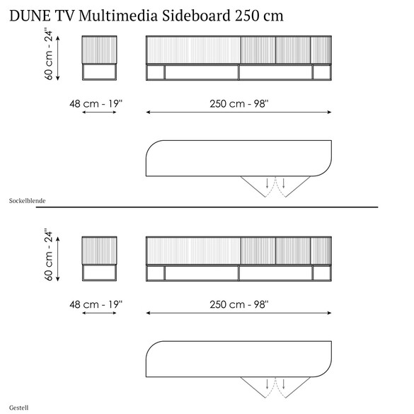 Bonaldo DUNE TV Multimedia Sideboard 250 cm