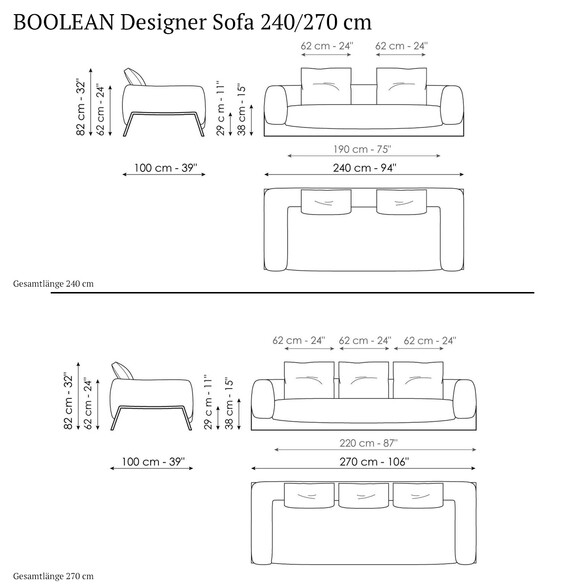 Bonaldo BOOLEAN Designer Sofa 240/270 cm