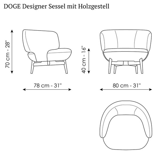 Bonaldo DOGE Designer Sessel mit Holzgestell