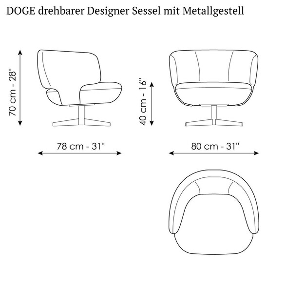 Bonaldo DOGE drehbarer Designer Sessel mit Metallgestell