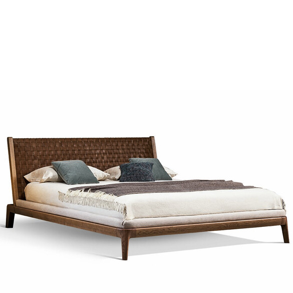 Bonaldo HONEYMOON Designer Bett mit Nussbaum & Kernleder