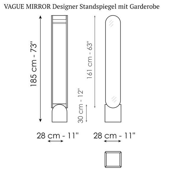 Bonaldo VAGUE MIRROR Designer Standspiegel mit Garderobe