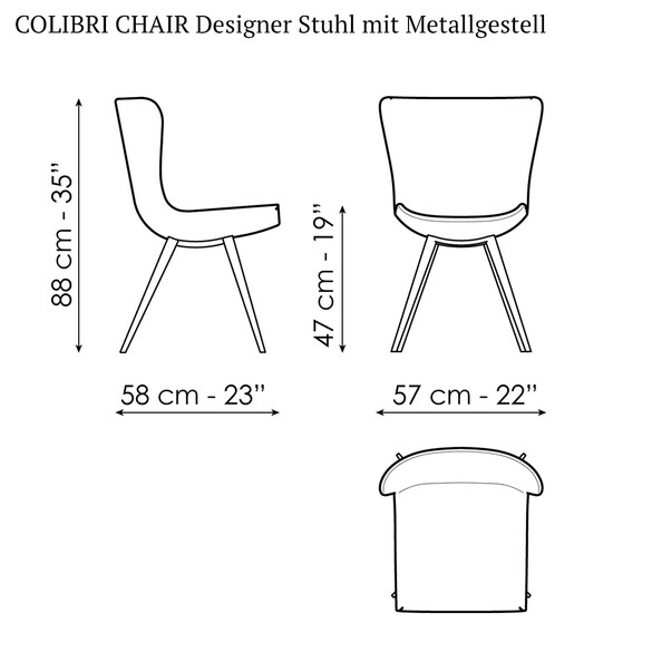 Bonaldo COLIBRI CHAIR Designer Stuhl mit Metallgestell