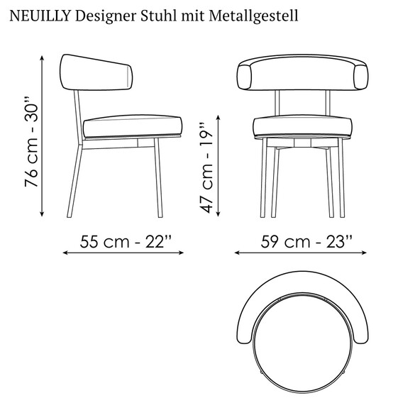 Bonaldo NEUILLY Designer Stuhl mit Metallgestell