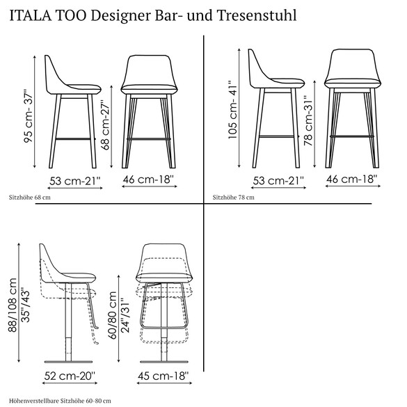 Bonaldo ITALA TOO Designer Bar- und Tresenstuhl