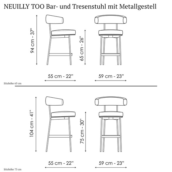 Bonaldo NEUILLY TOO Bar- und Tresenstuhl mit Metallgestell