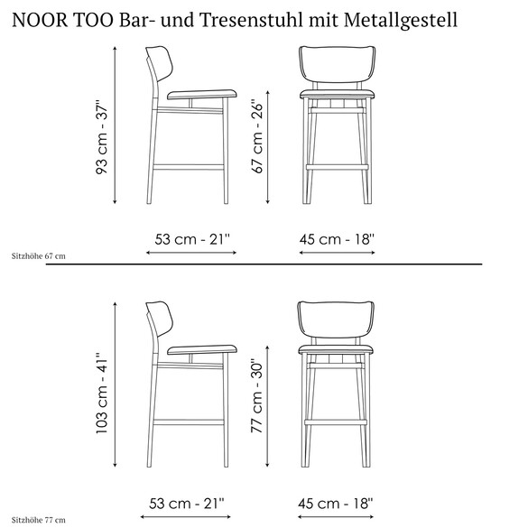 Bonaldo NOOR TOO Bar- und Tresenstuhl mit Metallgestell