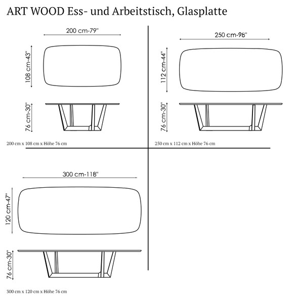 Bonaldo ART WOOD Ess- und Arbeitstisch, Glasplatte