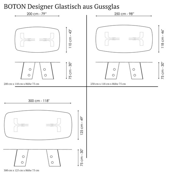 Bonaldo BOTON Designer Glastisch aus Gussglas