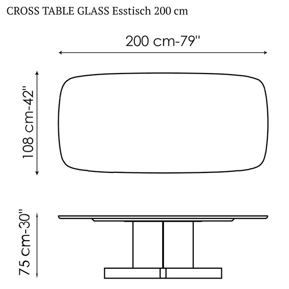 Bonaldo CROSS TABLE GLASS Esstisch 200 cm