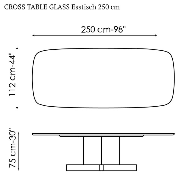 Bonaldo CROSS TABLE GLASS Esstisch 250 cm