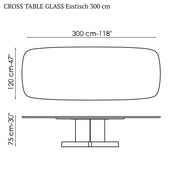 Bonaldo CROSS TABLE GLASS Esstisch 300 cm