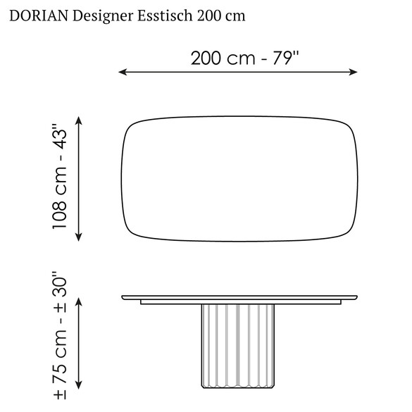 Bonaldo DORIAN Designer Esstisch 200 cm