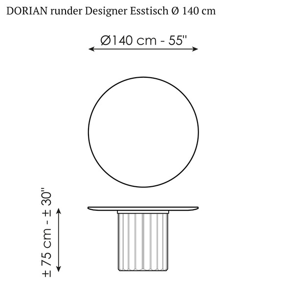 Bonaldo DORIAN runder Designer Esstisch  140 cm