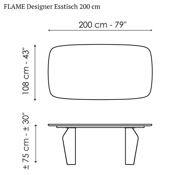 Bonaldo FLAME Designer Esstisch 200 cm