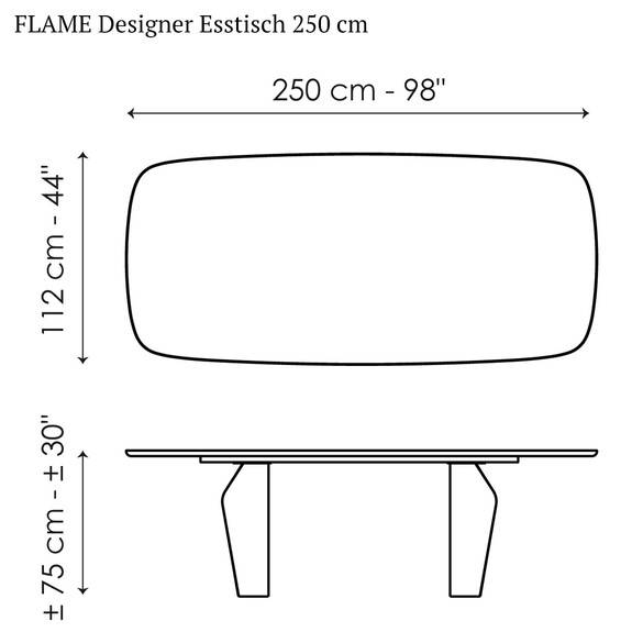 Bonaldo FLAME Designer Esstisch 250 cm