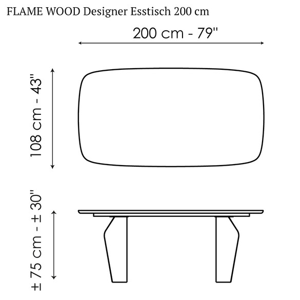 Bonaldo FLAME WOOD Designer Esstisch 200 cm