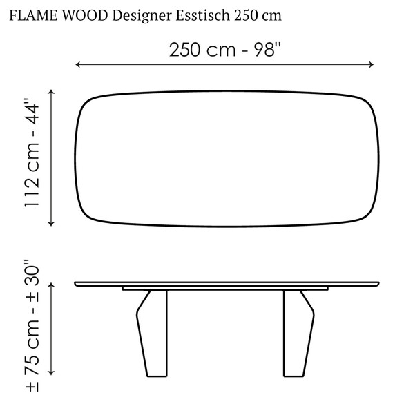 Bonaldo FLAME WOOD Designer Esstisch 250 cm