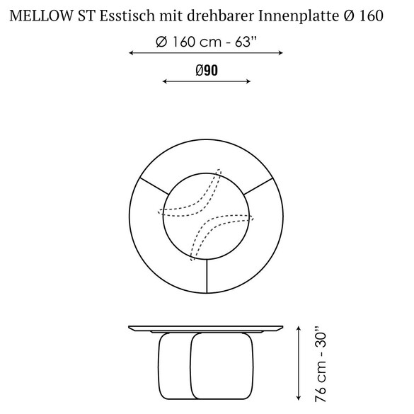 Bonaldo MELLOW ST Esstisch mit drehbarer Innenplatte  160 cm