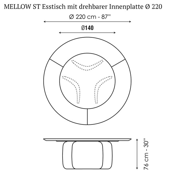 Bonaldo MELLOW ST Esstisch mit drehbarer Innenplatte  220 cm