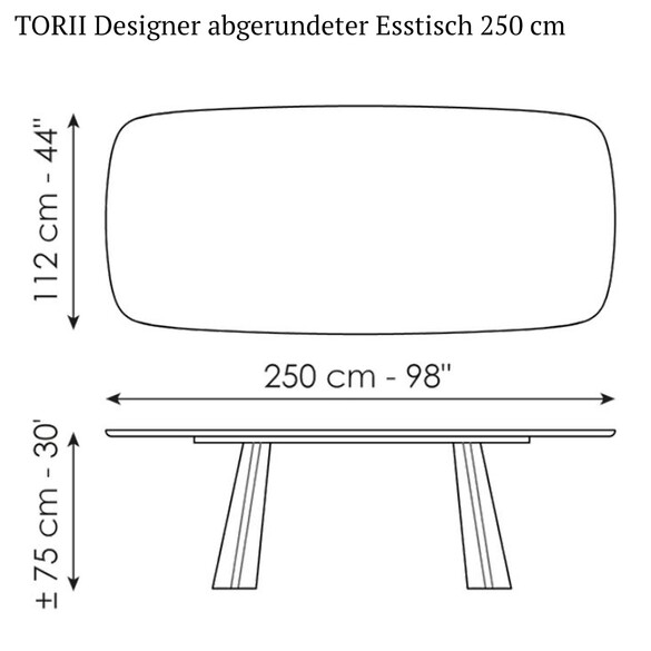 Bonaldo TORII Designer abgerundeter Esstisch 250 cm