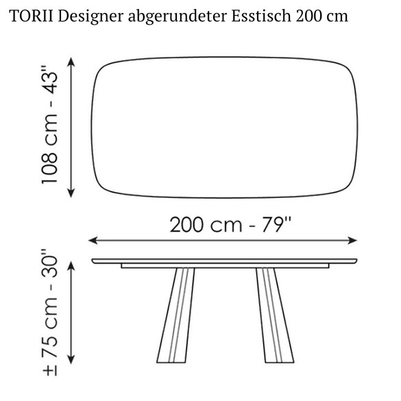 Bonaldo TORII Designer abgerundeter Esstisch 200 cm