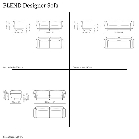 Bonaldo BLEND Designer Sofa 220/240/260 cm