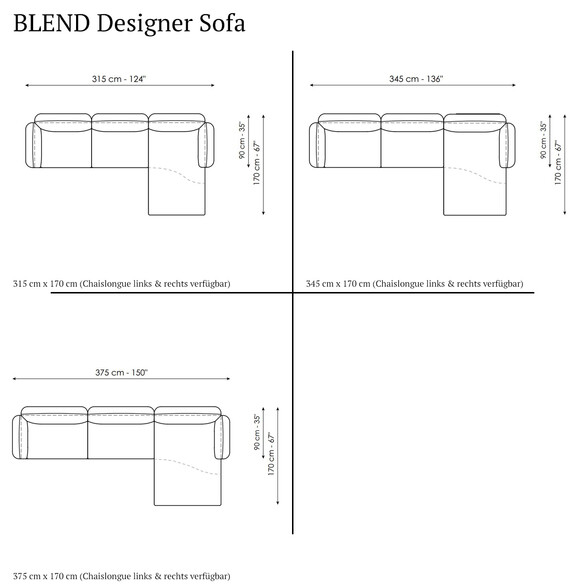 Bonaldo BLEND Designer Sofa 315/345/375 cm