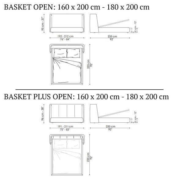 Bonaldo BASKET OPEN Designer Bett mit Bettkastenfunktion