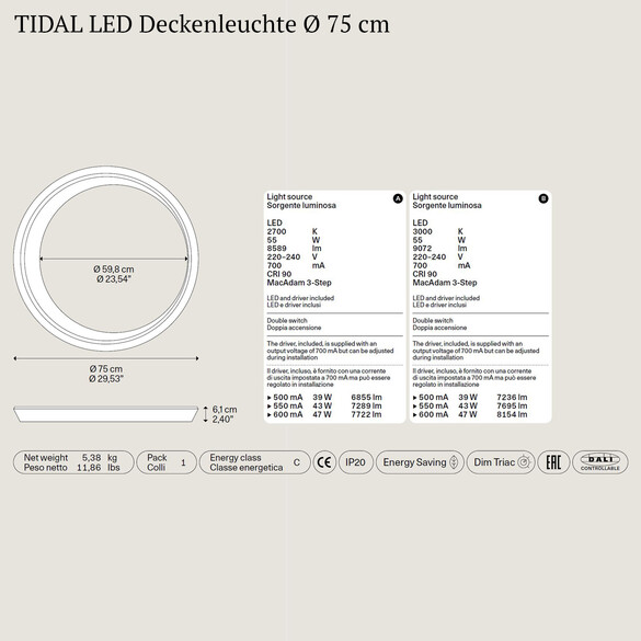 Lodes TIDAL LED Deckenleuchte  75 cm