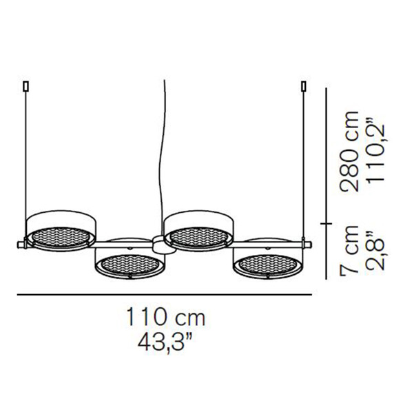 Oluce BERLIN 823 LED-Pendelleuchte 110 cm