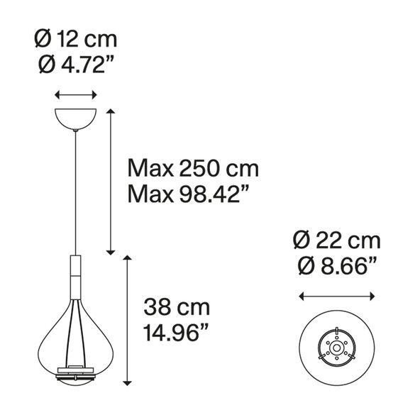 Lodes SKY-FALL MEDIUM LED-Pendelleuchte  22 cm in Rosegold - SONDERPREIS