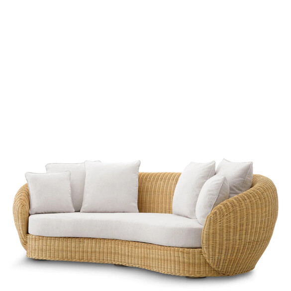 EICHHOLTZ Rafael Sofa 240 cm, Rattan & Sentier cream