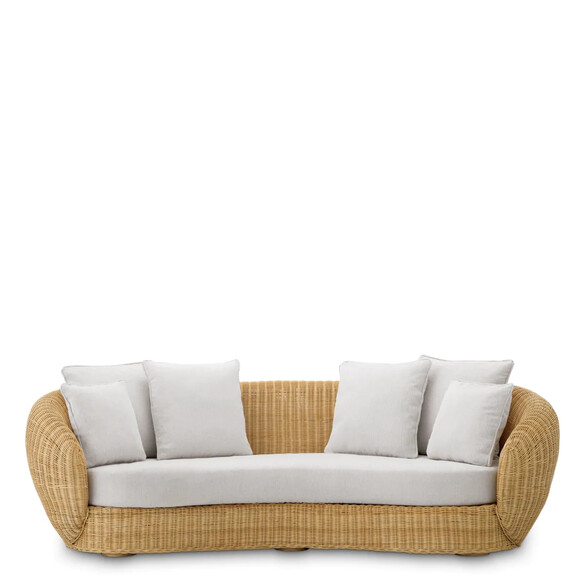 EICHHOLTZ Rafael Sofa 240 cm, Rattan & Sentier cream