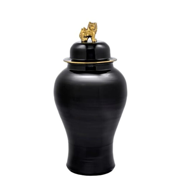 EICHHOLTZ Golden Dragon S Vase, schwarzes Porzellan