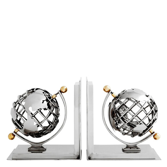 EICHHOLTZ Globe Buchsttzen 2er Set, Nickel-Finish