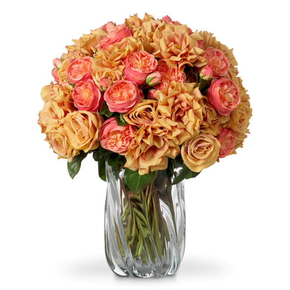 EICHHOLTZ Bouquet of Roses real touch Kunstblumenstrau 72 Stck/3 Varianten, Pfirsischtne