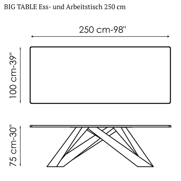 Bonaldo BIG TABLE Ess- und Arbeitstisch 250 cm