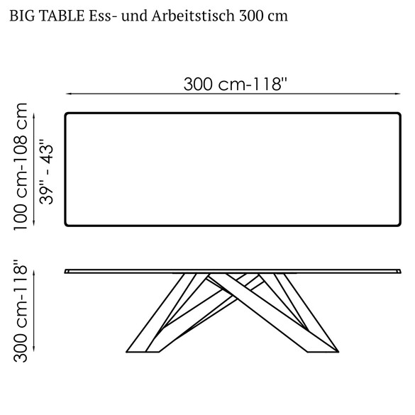 Bonaldo BIG TABLE Ess- und Arbeitstisch 300 cm