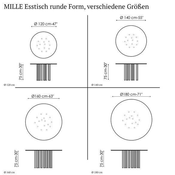 Bonaldo MILLE Esstisch runde Form, verschiedene Gren