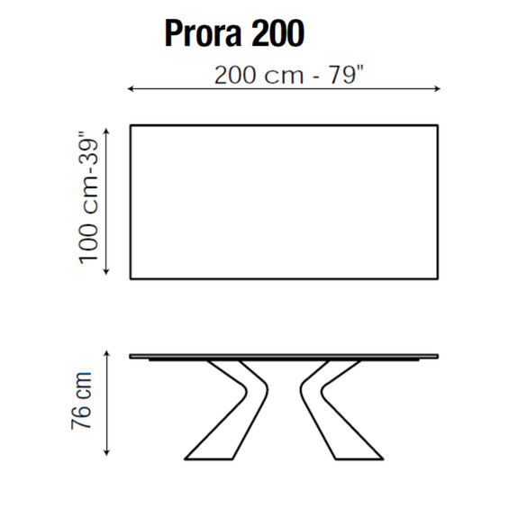 Bonaldo PRORA Esstisch 200 cm, Holzplatte