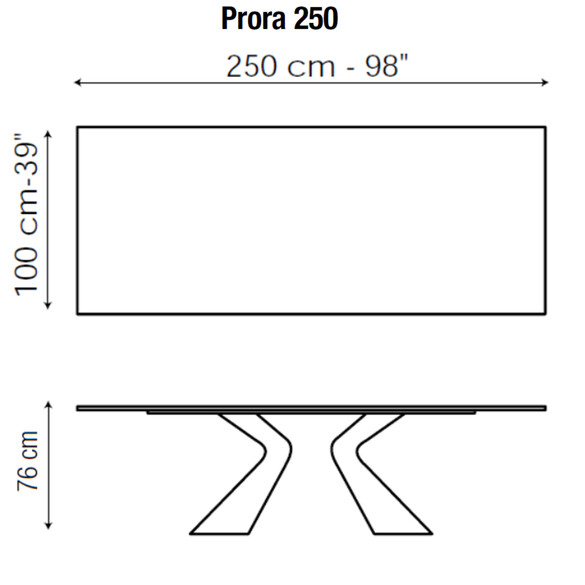 Bonaldo PRORA Esstisch 250 cm, Holzplatte