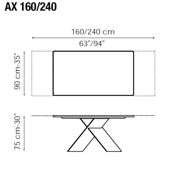 Bonaldo AX ausziehbarer Esstisch 160-240 cm, Keramikplatte