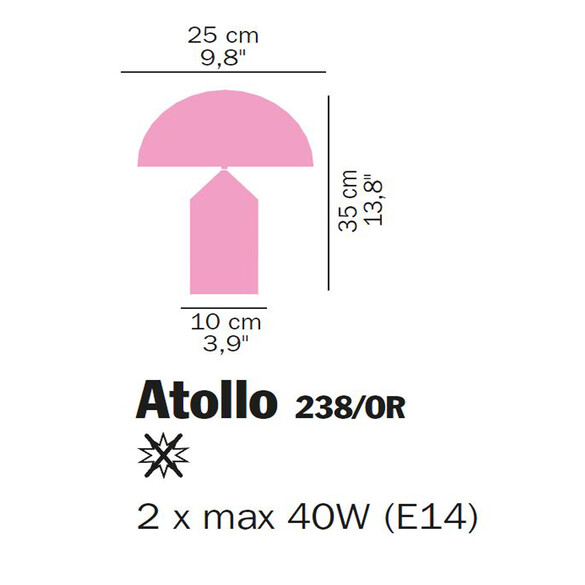 Oluce Atollo 238/OR Tischleuchte in GOLD