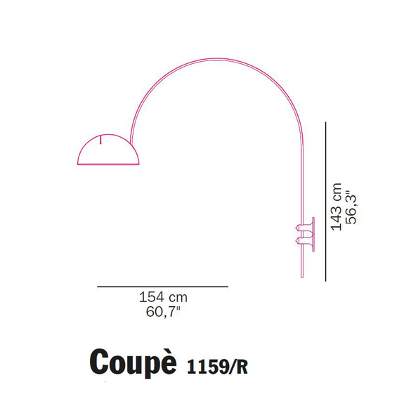 Oluce Coupe 1159/R Bogen-Wandleuchte